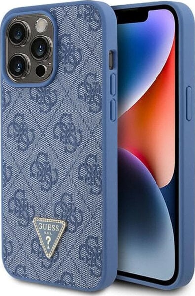 Guess Guess GUHCP15XP4TDPB iPhone 15 Pro Max 6.7" niebieski/blue hardcase Leather 4G Triangle Strass