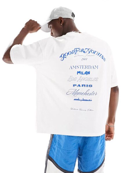 Good For Nothing oversized t-shirt with logo script in white