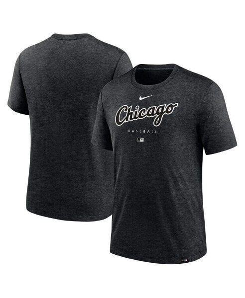 Men's Heather Black Chicago White Sox Authentic Collection Early Work Tri-Blend Performance T-shirt