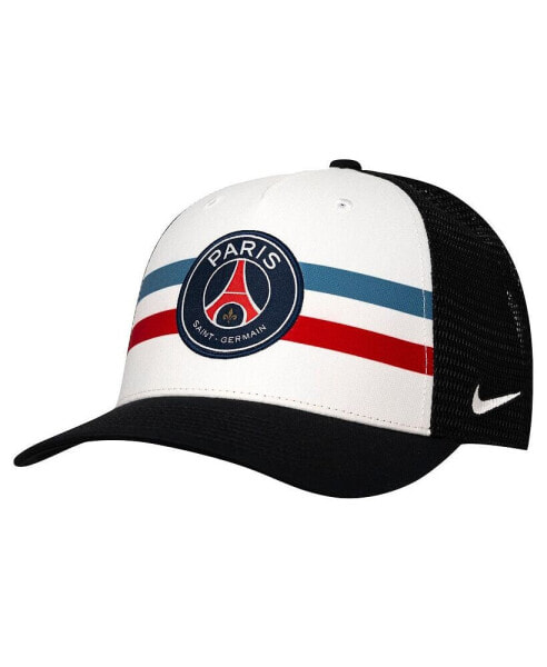 Men's White/Black Paris Saint-Germain Trucker Stretch-Snap Adjustable Hat