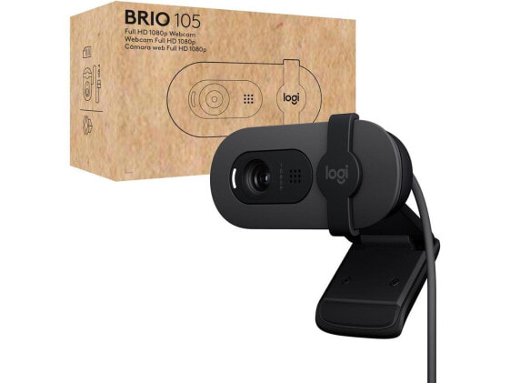 Logitech Brio 105 Full HD 1080p Business Webcam with Auto-Light Balance, USB-A,