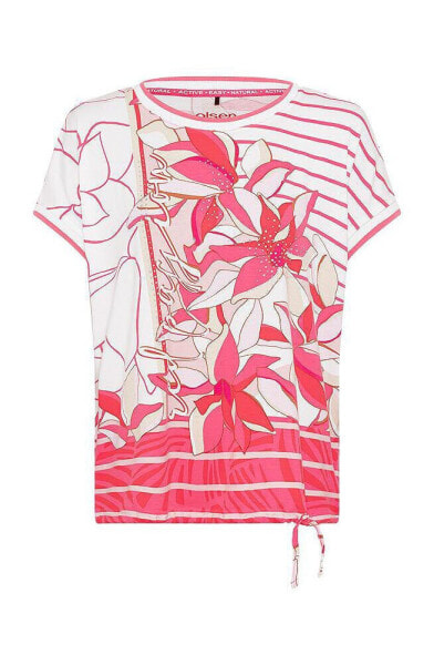 Women's Short Sleeve Mixed Print Embellished T-Shirt containing LENZING[TM] ECOVERO[TM] Viscose