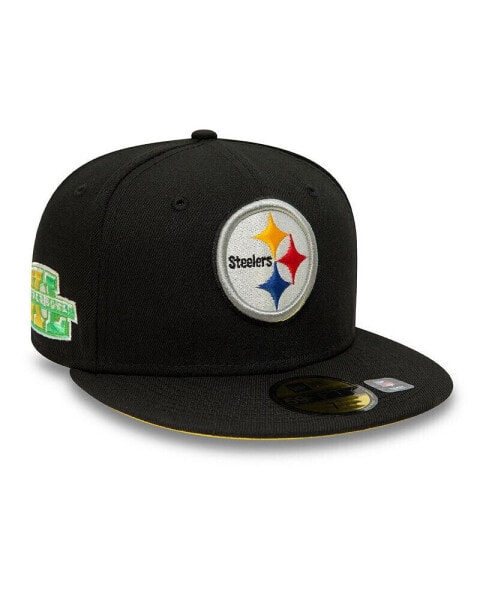 Men's Black Pittsburgh Steelers Super Bowl XL Citrus Pop 59FIFTY Fitted Hat