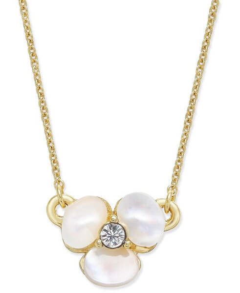 kate spade new york Gold-Tone Pavé & Mother-of-Pearl Flower Pendant Necklace