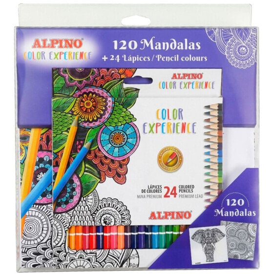 Набор цветных карандашей Alpino "24 цвета" с книгой "120 мандал".