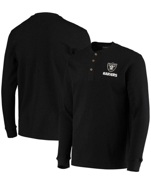 Men's Black Las Vegas Raiders Logo Maverick Thermal Henley Long Sleeve T-shirt