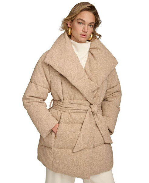 Women's Belted Wing-Collar Teddy Coat, Created for Macy's