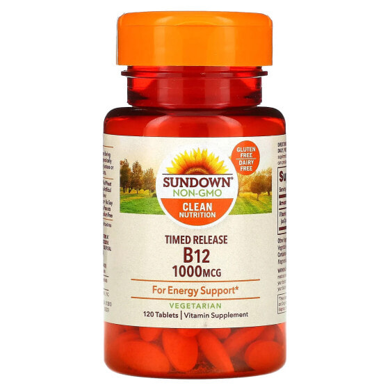 Sundown Naturals, витамин B12 с замедленным высвобождением, 1000 мкг, 120 таблеток
