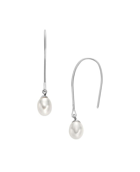 Women's Agnethe Pearl White Freshwater Pear Pull-Through Earrings