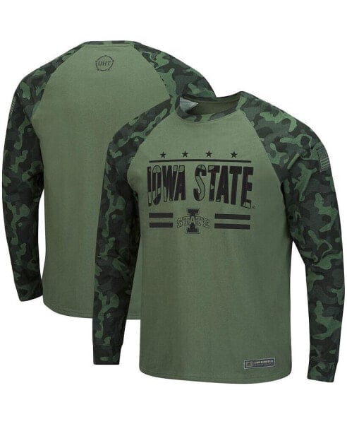 Men's Olive, Camo Iowa State Cyclones OHT Military-Inspired Appreciation Raglan Long Sleeve T-shirt