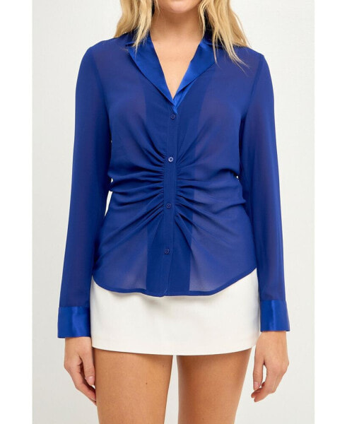 Women's Front Ruched Chiffon Blouse