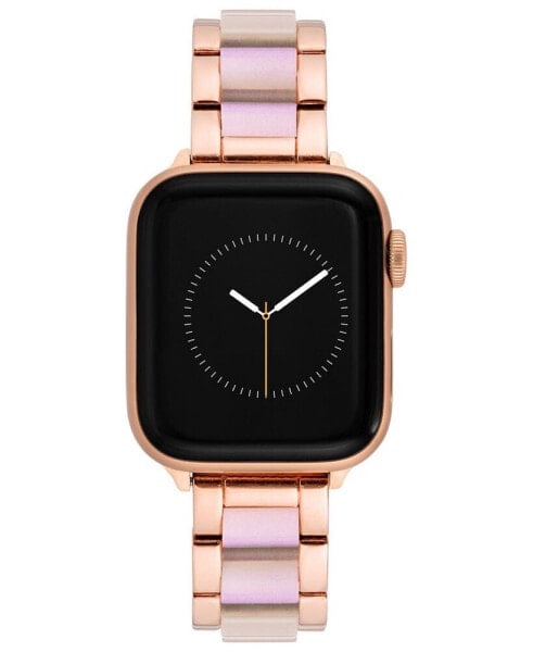 Women's Pink Iridescent Acetate with Rose Gold-Tone Alloy Link Bracelet Compatible with 42mm/44mm/45mm/Ultra/Ultra 2 Apple Watch