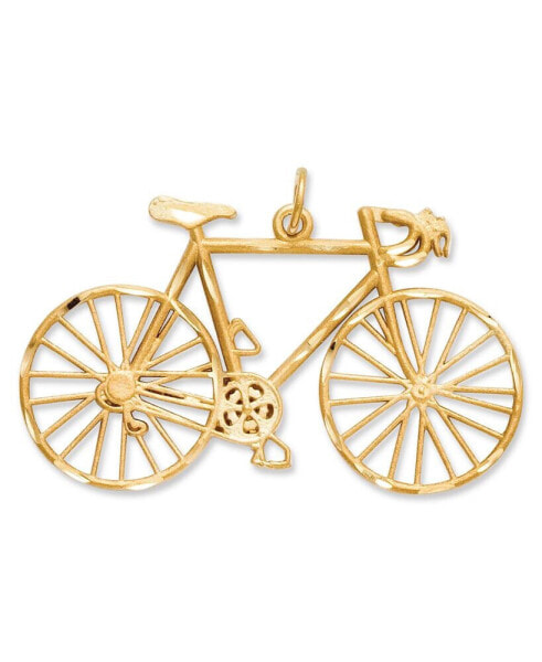 14k Gold Charm, Diamond-Cut Bicycle Charm