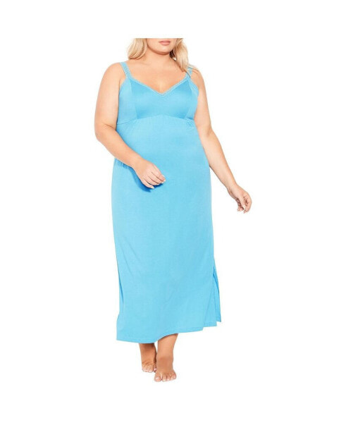 Plus Size Lace Trim Maxi Sleep Dress
