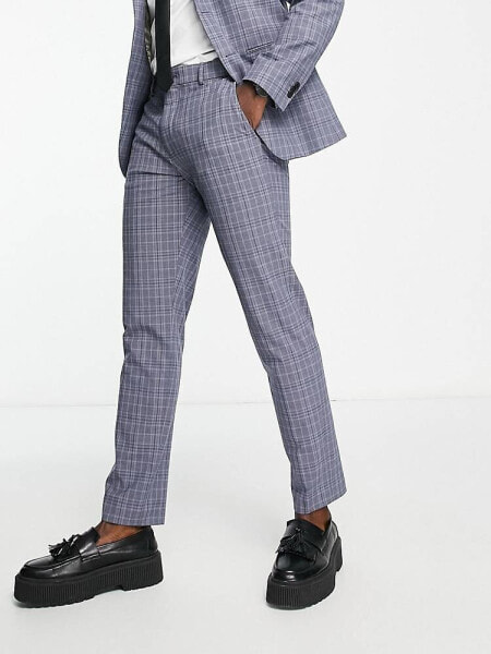 Selected Homme slim fit suit trouser in grey blue check