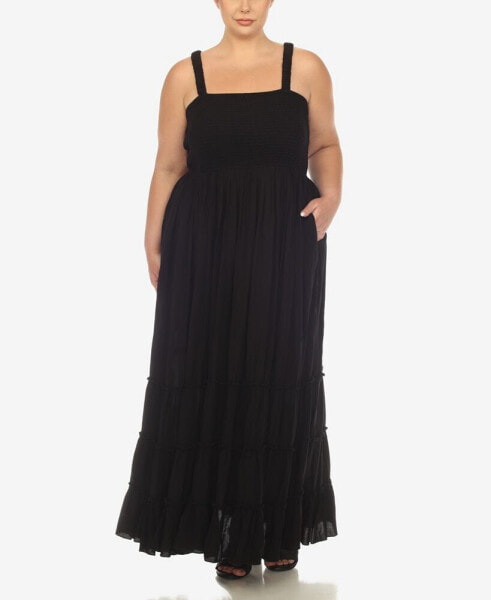 Plus Size Smocked Ruffle Maxi Dress