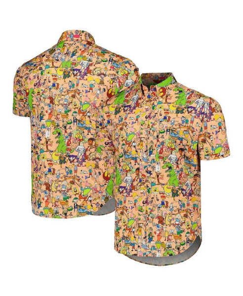 Men's and Women's Orange Nickelodeon 90s Mashup KUNUFLEX Button-Down Shirt
