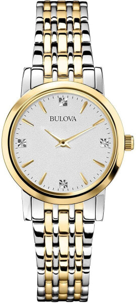 Bulova Classic Quartz Ladies Watch Stainless Steel Diamond Two-Tone Yellow Gold