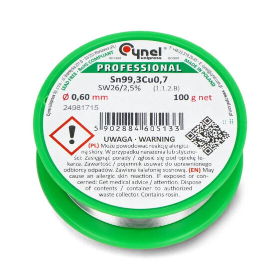 Solder Cynel LC99,3 SW26 100g/0,6mm - lead-free