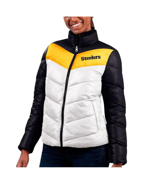 Women's White, Black Pittsburgh Steelers New Star Quilted Full-Zip Jacket