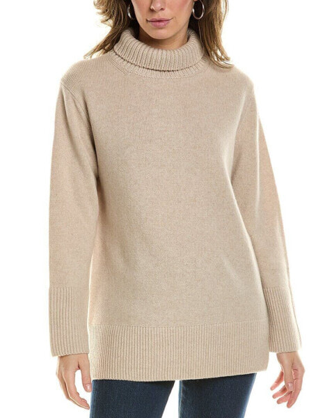 Vince Mixed Gauge Turtleneck Wool & Cashmere-Blend Tunic Sweater Women's