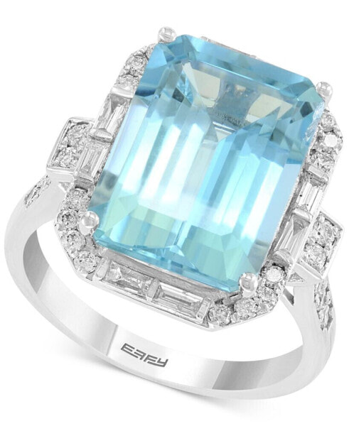EFFY® Aquamarine (6-7/8 ct. t.w.) & Diamond (1/2 ct. t.w.) Ring in 14k White Gold