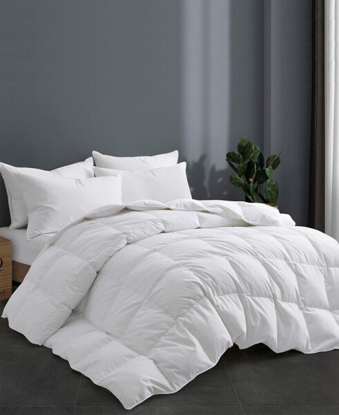 All Season White Goose Feather and Fiber Comforter, Full/Queen