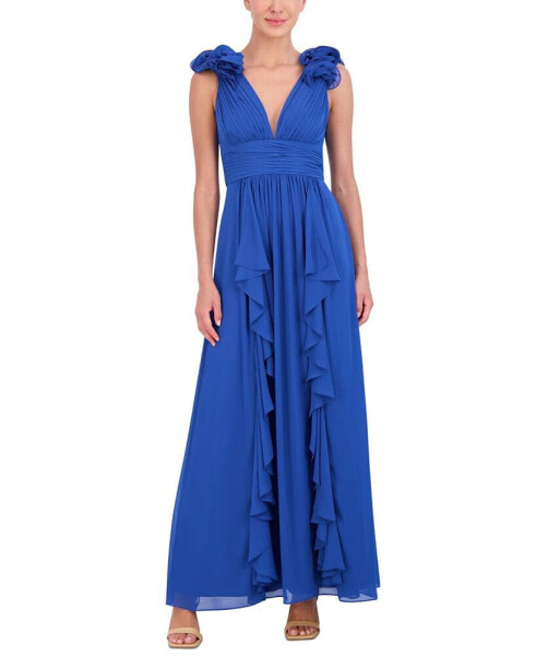 Women's Ruffled Ruched Gown