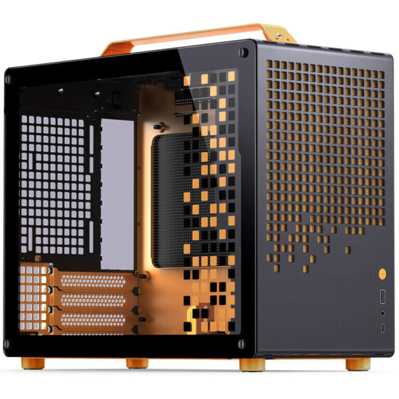 Jonsplus Z20 Micro-ATX Gehäuse, mit Tragegriff - schwarz/orange