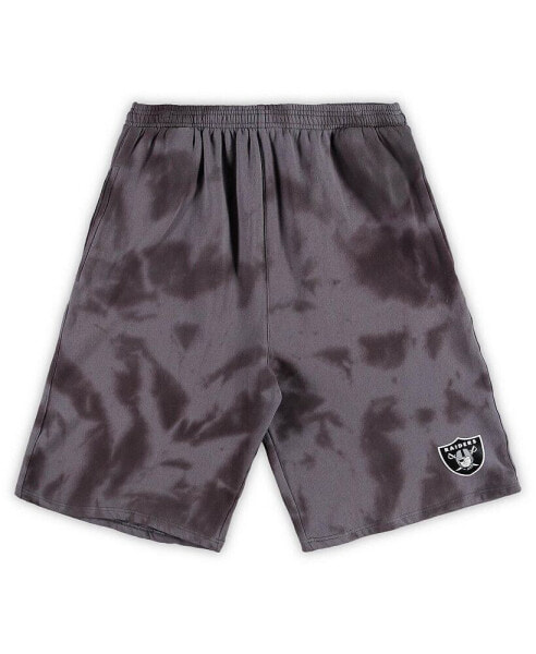 Men's Charcoal Las Vegas Raiders Big and Tall Tie-Dye Shorts