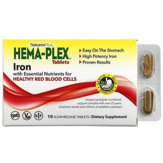 Железо NaturesPlus Hema-Plex, для здоровья красных кровяных клеток, 60 медленнопрорабатываемых мини-таблеток