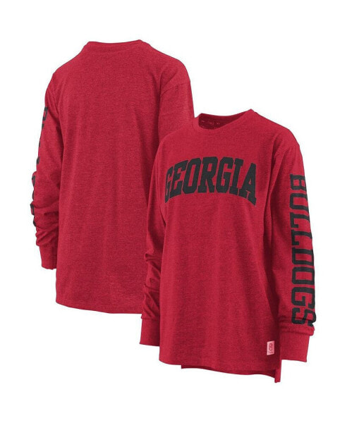 Women's Red Georgia Bulldogs Plus Size Two-Hit Canyon Long Sleeve T-shirt