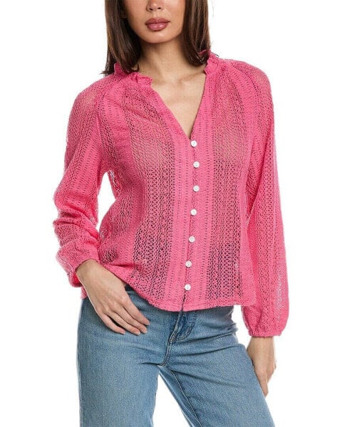 Madison Miles Loose Crochet Shirt Women's Pink M