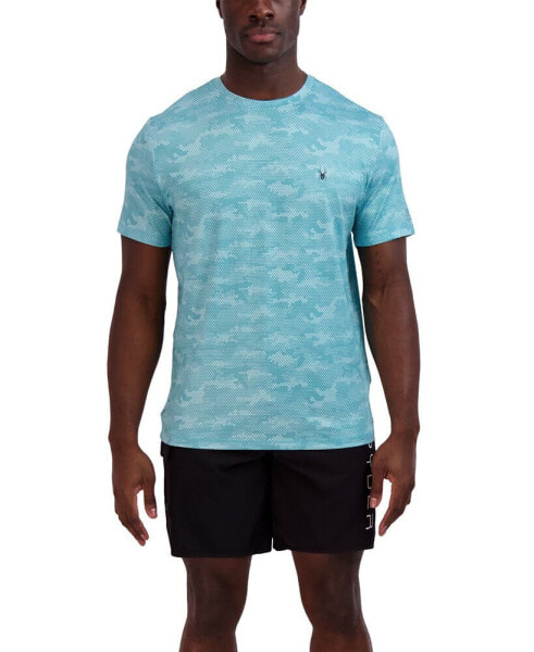 Men's Camo Printed Jersey Short Sleeve Rash Guard T-Shirt