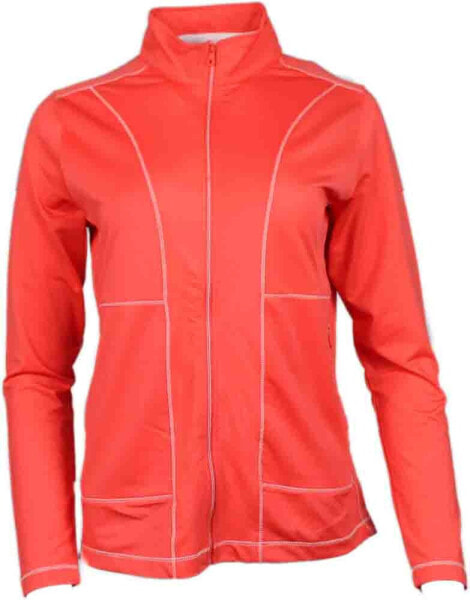 Page & Tuttle Coverstitch Layering Full Zip Jacket Womens Red Casual Athletic Ou