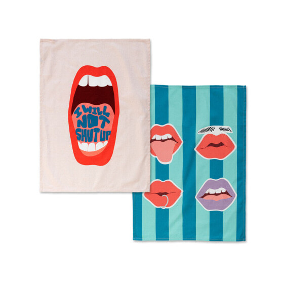 Кухонное полотенце HappyFriday Aware Lips Разноцветный 70 x 50 cm (2 штук)