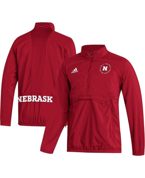 Куртка с половинной молнией Adidas Scarlet Nebraska Huskers AEROREADY для мужчин