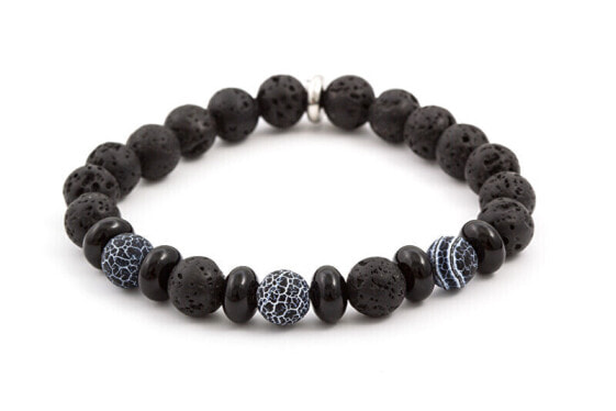 Beaded bracelet made of lava stone and howlite MINK63