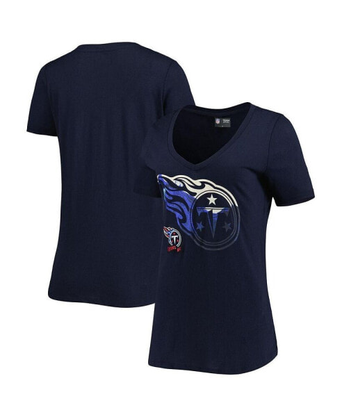 Women's Navy Tennessee Titans Ink Dye Sideline V-Neck T-shirt