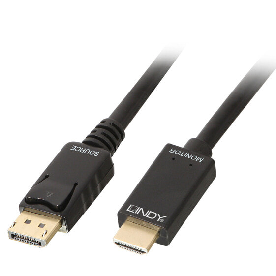 Lindy 0.5m DisplayPort to HDMI 10.2G Cable - 0.5 m - DisplayPort - HDMI Type A (Standard) - Male - Male - 3840 x 2160 pixels
