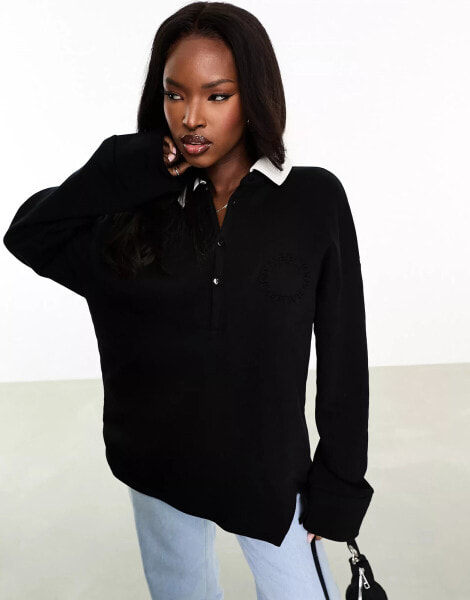 ASOS Weekend Collective rugby sweatshirt in black