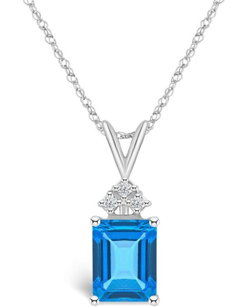 Blue Topaz (3 ct. t.w.) and Diamond (1/10 ct. t.w.) Pendant Necklace in 14K Yellow Gold or 14k White Gold