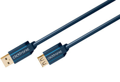 ClickTronic 1.8m USB 3.0 A/A m/f - 1.8 m - USB A - USB A - USB 3.2 Gen 1 (3.1 Gen 1) - Male/Female - Blue