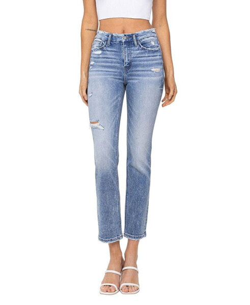 Women's High Rise Cropped Slim Straight Jeans