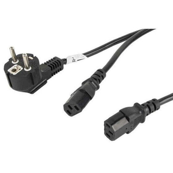 Power Cord Lanberg SCHUKO CEE 7/7 A 2X IEC320 C13 Black