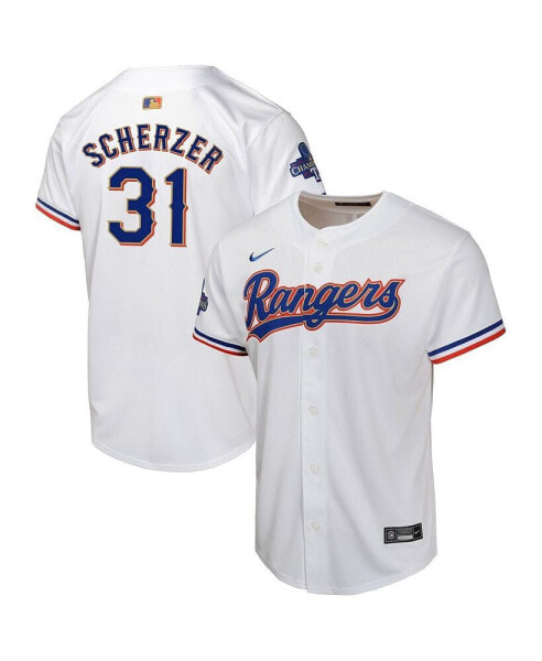 Big Boys and Girls Max Scherzer White Texas Rangers 2024 Gold Collection Limited Player Jersey