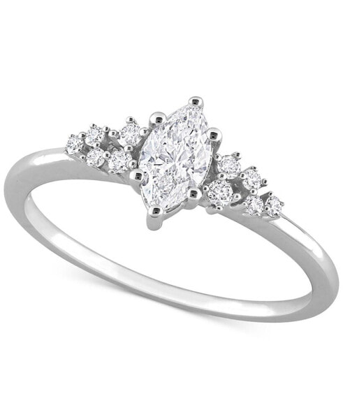 Diamond Marquise-Cut Engagement Ring (1/2 ct. t.w.) in 14k White Gold