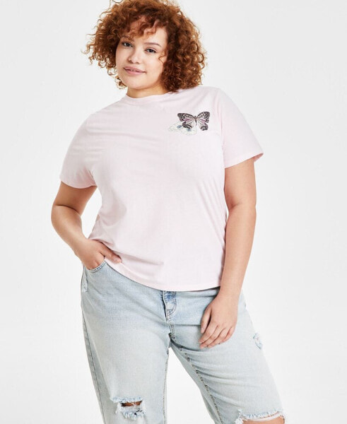 Trendy Plus Size Butterfly Graphic Print T-Shirt