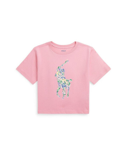 Toddler and Little Girls Floral Big Pony Cotton Jersey Boxy T-shirt