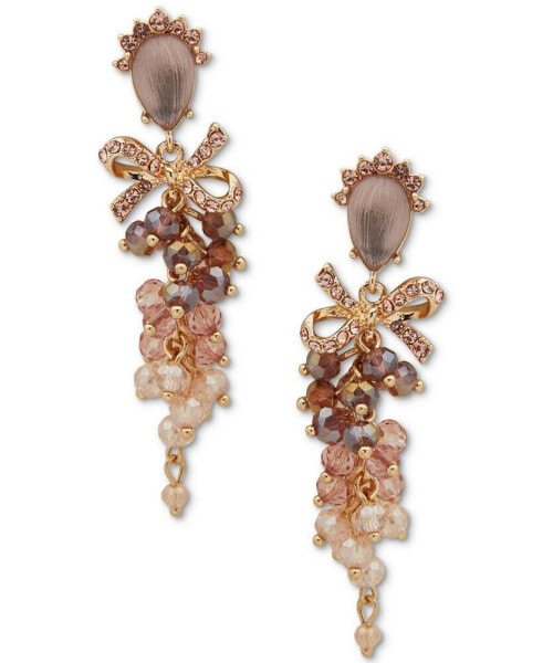 Gold-Tone Mixed Stone & Bead Linear Drop Earrings